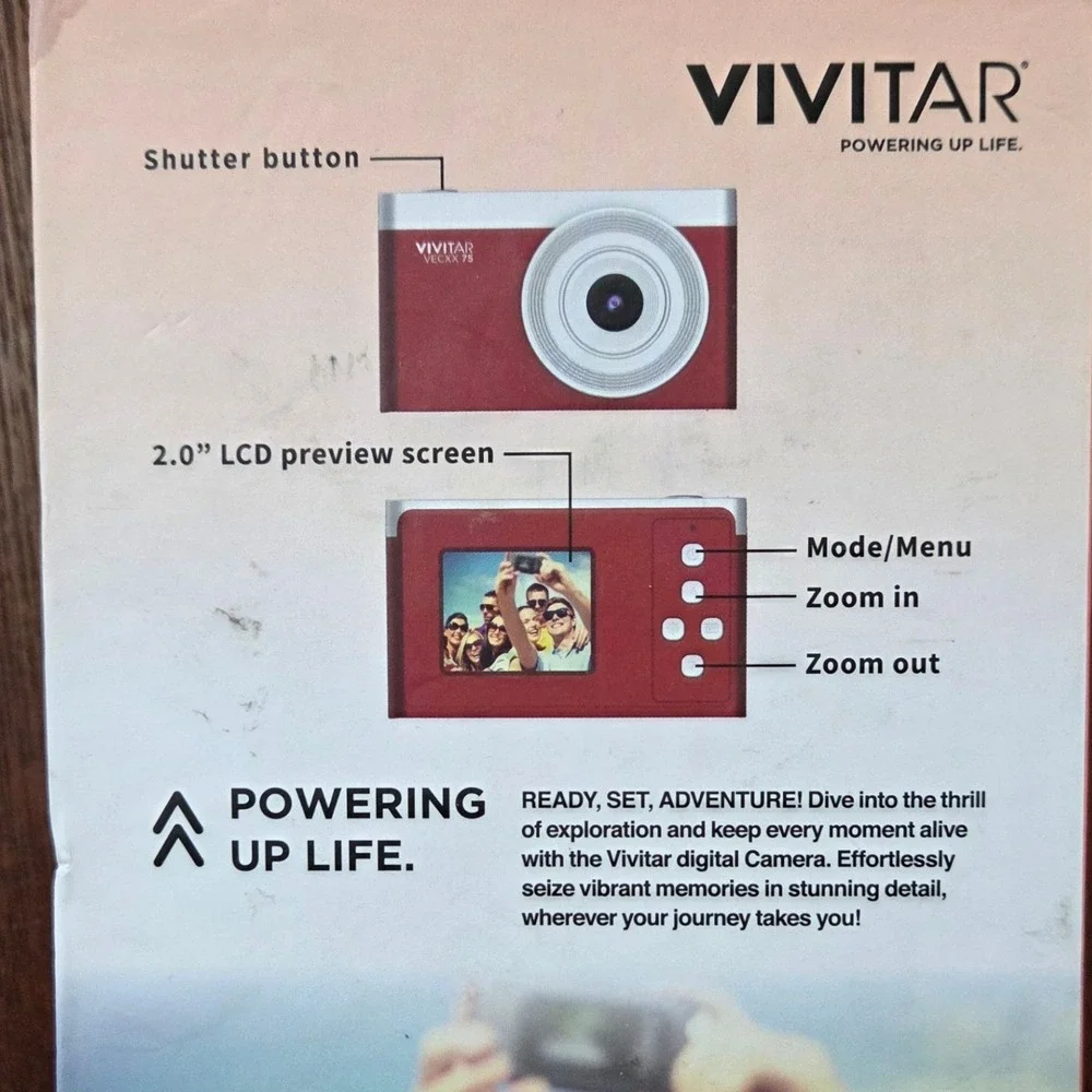 Vivitar SnapShot‎ Digital Camera Red Rechargable Battery 2.0